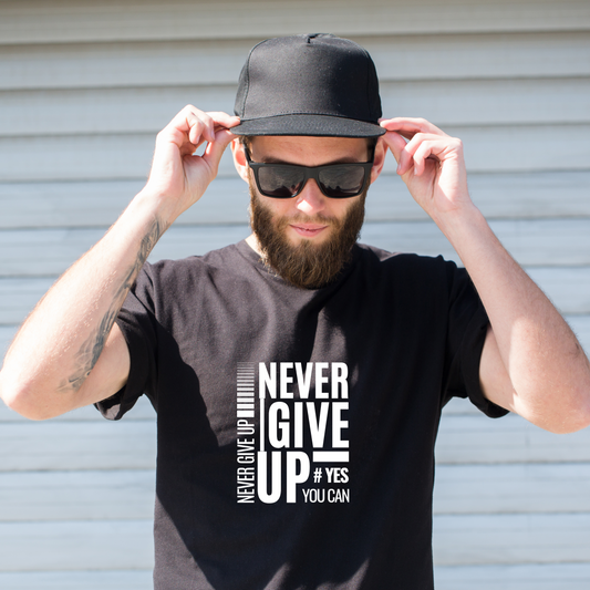 Unisex Regular Classic T-Shirt - " NEVER GIVE UP "